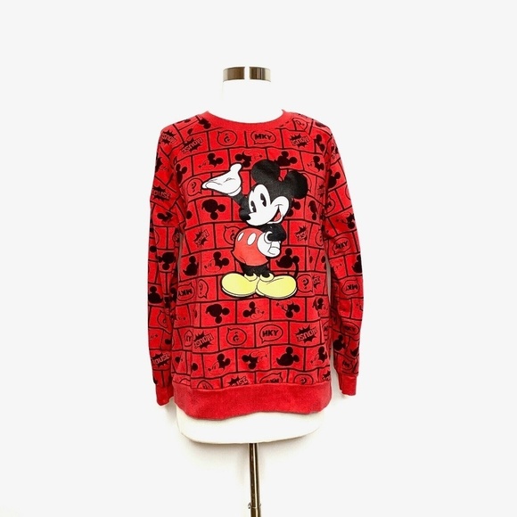 Disney Sweatshirt Mickey Mouse Red Junior Large - Picture 1 of 7
